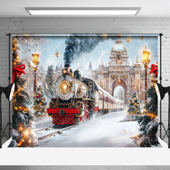 Aperturee - Aperturee Christmas Train Through Winter Wonderland Backdrop