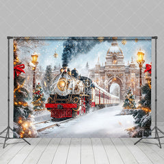 Aperturee - Aperturee Christmas Train Through Winter Wonderland Backdrop