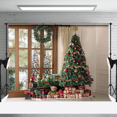 Aperturee - Aperturee Christmas Train Tree Gifts Warm Indoor Backdrop