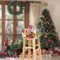 Aperturee - Aperturee Christmas Train Tree Gifts Warm Indoor Backdrop