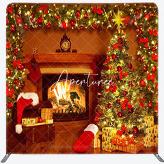 Aperturee - Aperturee Christmas Tree Fireplace Double-Sided Square Backdrop