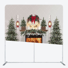 Aperturee - Aperturee Christmas Tree Fireplace Scene Pillow Case Backdrop