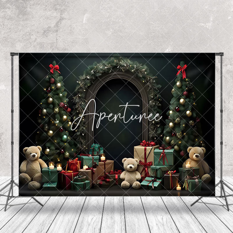 Aperturee - Aperturee Christmas Tree Gift Light Arch Wall Holiday Backdrop