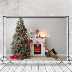 Aperturee - Aperturee Christmas Tree Gifts Fireplace Sock Festive Backdrop