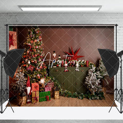 Aperturee - Aperturee Christmas Tree Gifts Retro Wall Photography Backdrop