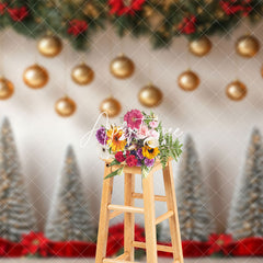 Aperturee - Aperturee Christmas Tree Gold Balls Xmas Photography Backdrop