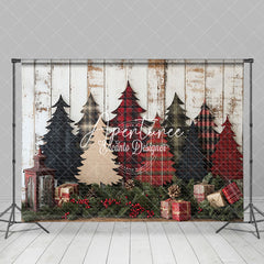 Aperturee - Aperturee Christmas Tree Red Green Wood Photography Backdrop