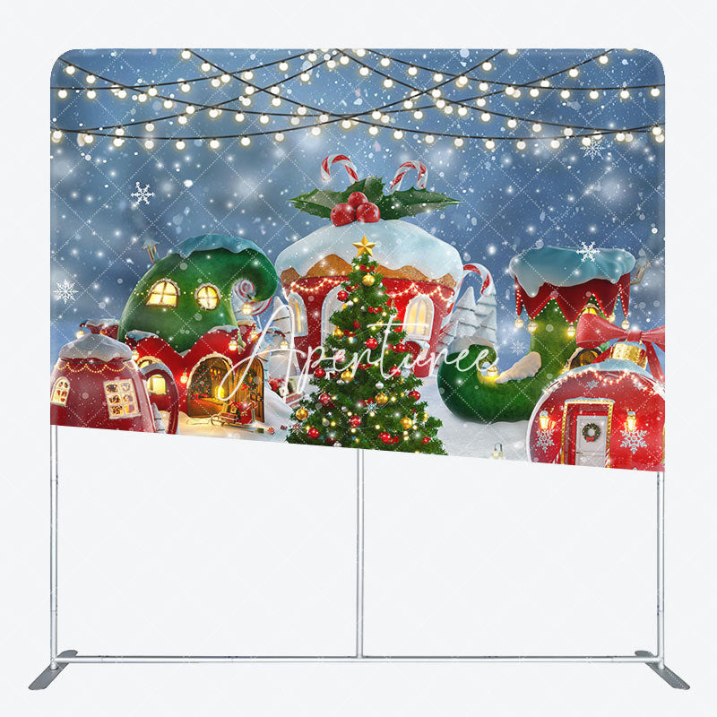 Aperturee - Aperturee Christmas Tree Snowflake Light Tension Fabric Backdrop