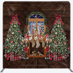 Aperturee - Aperturee Christmas Tree Snowy Wood Tension Fabric Backdrop