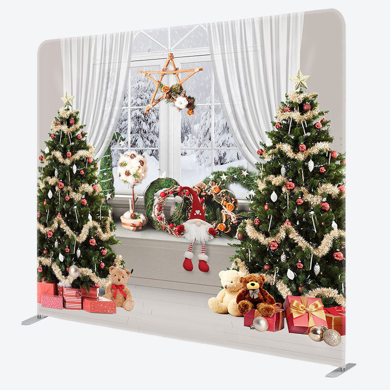 Aperturee - Aperturee Christmas Tree Window Gifts Tension Fabric Backdrop