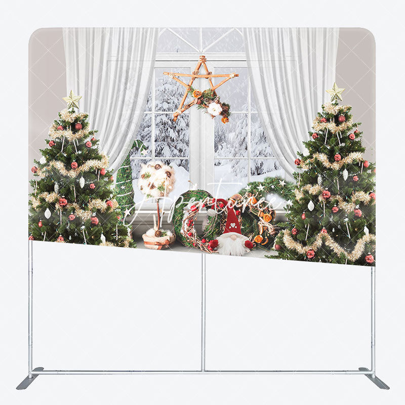 Aperturee - Aperturee Christmas Tree Window Gifts Tension Fabric Backdrop