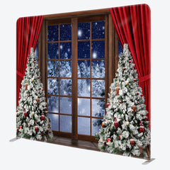 Aperturee - Aperturee Christmas Tree Window Scene Pillow Cover Backdrop