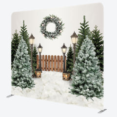 Aperturee - Aperturee Christmas Tree Winter Garden Tension Fabric Backdrop