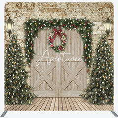 Aperturee - Aperturee Christmas Tree Wood Door Double-Sided Square Backdrop