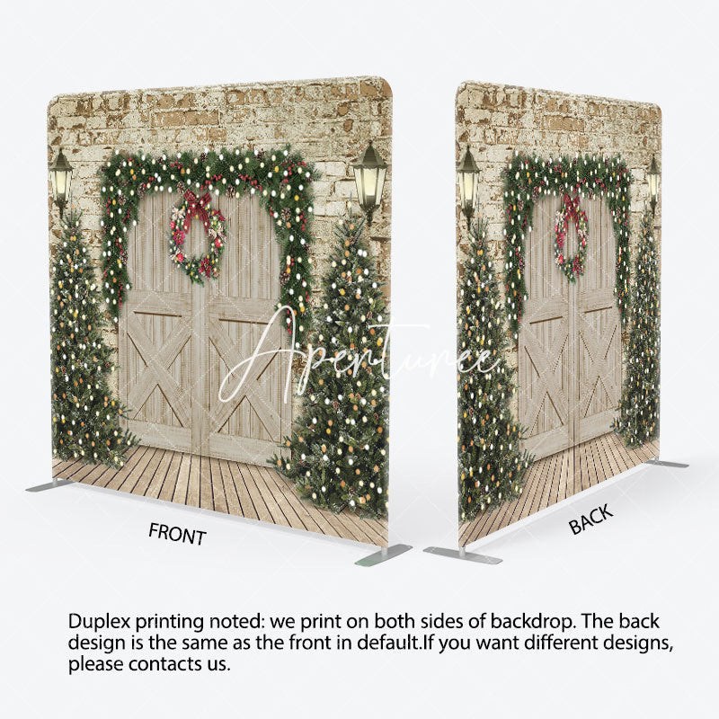 Aperturee - Aperturee Christmas Tree Wood Door Double-Sided Square Backdrop