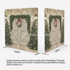 Aperturee - Aperturee Christmas Tree Wood Door Double-Sided Square Backdrop