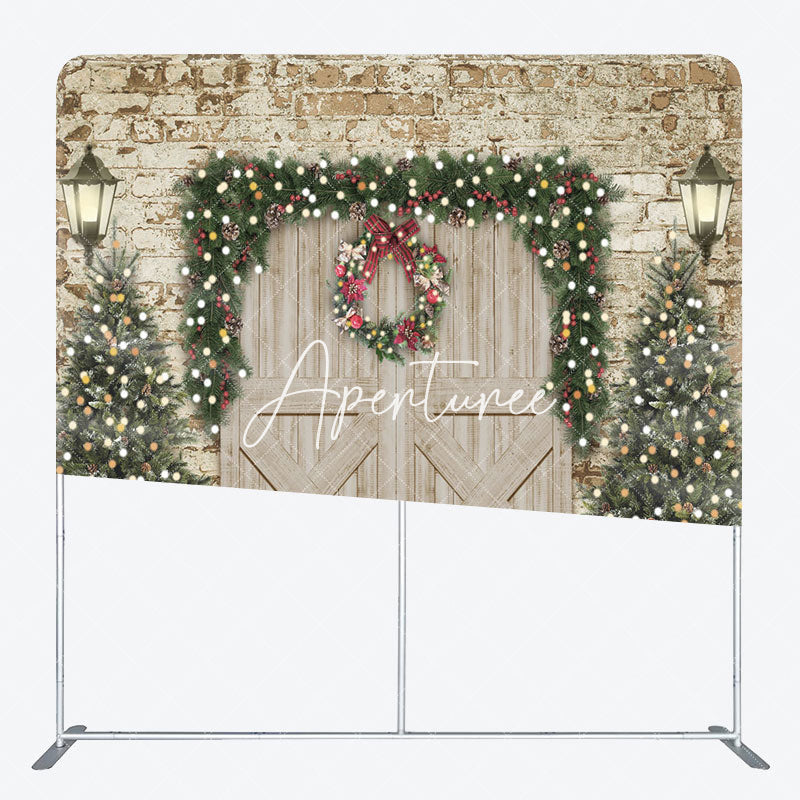 Aperturee - Aperturee Christmas Tree Wood Door Double-Sided Square Backdrop