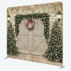 Aperturee - Aperturee Christmas Tree Wood Door Double-Sided Square Backdrop