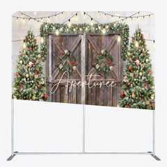 Aperturee - Aperturee Christmas Tree Wood Door Gift Tension Fabric Backdrop