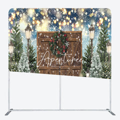 Aperturee - Aperturee Christmas Tree Wood Door Snowy Pillow Case Backdrop