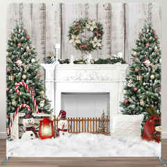 Aperturee - Aperturee Christmas Tree Wreath Snowman Pillow Case Backdrop