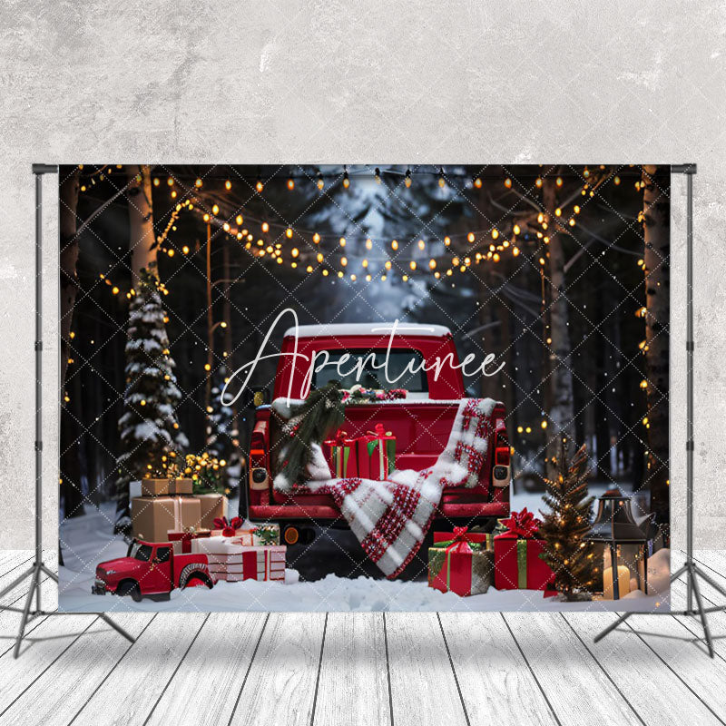 Aperturee - Aperturee Christmas Truck Wooden Door Holiday Cozy Backdrop