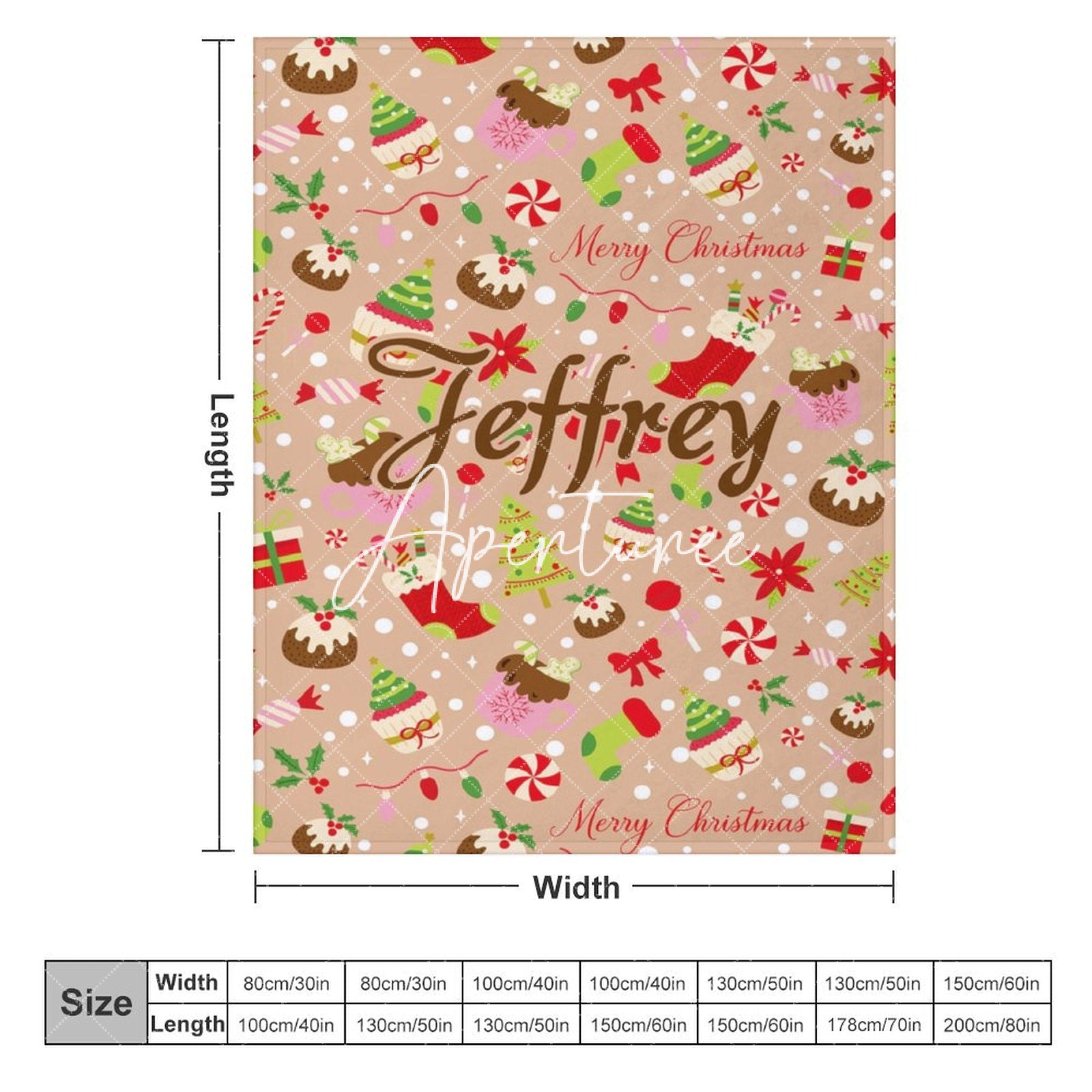 Aperturee - Aperturee Christmas Vibe Bow Tie Candyland Custom Name Blanket