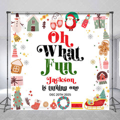 Aperturee - Aperturee Christmas Vibe Custom Name 1st Birthday Backdrop