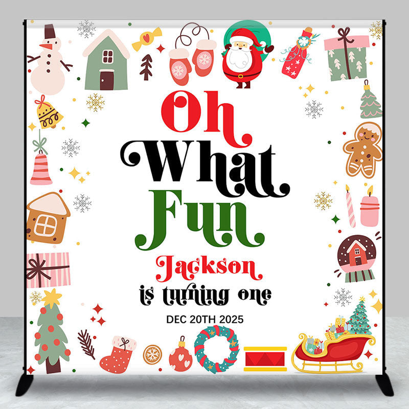 Aperturee - Aperturee Christmas Vibe Custom Name 1st Birthday Backdrop