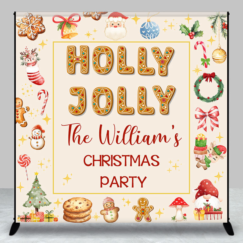 Aperturee - Aperturee Christmas Vibe Cute Gingerbread Custom Name Backdrop