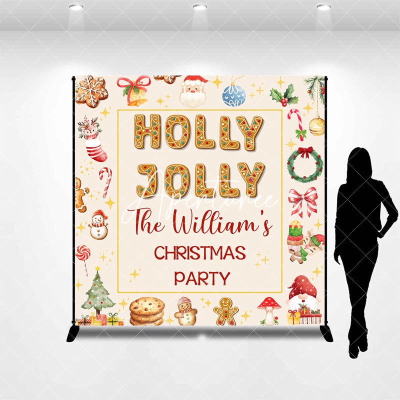 Aperturee - Aperturee Christmas Vibe Cute Gingerbread Custom Name Backdrop