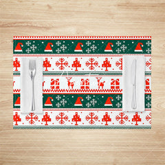 Aperturee - Aperturee Christmas Vibe Hat Elk Pixel Set Of 4 Placemats