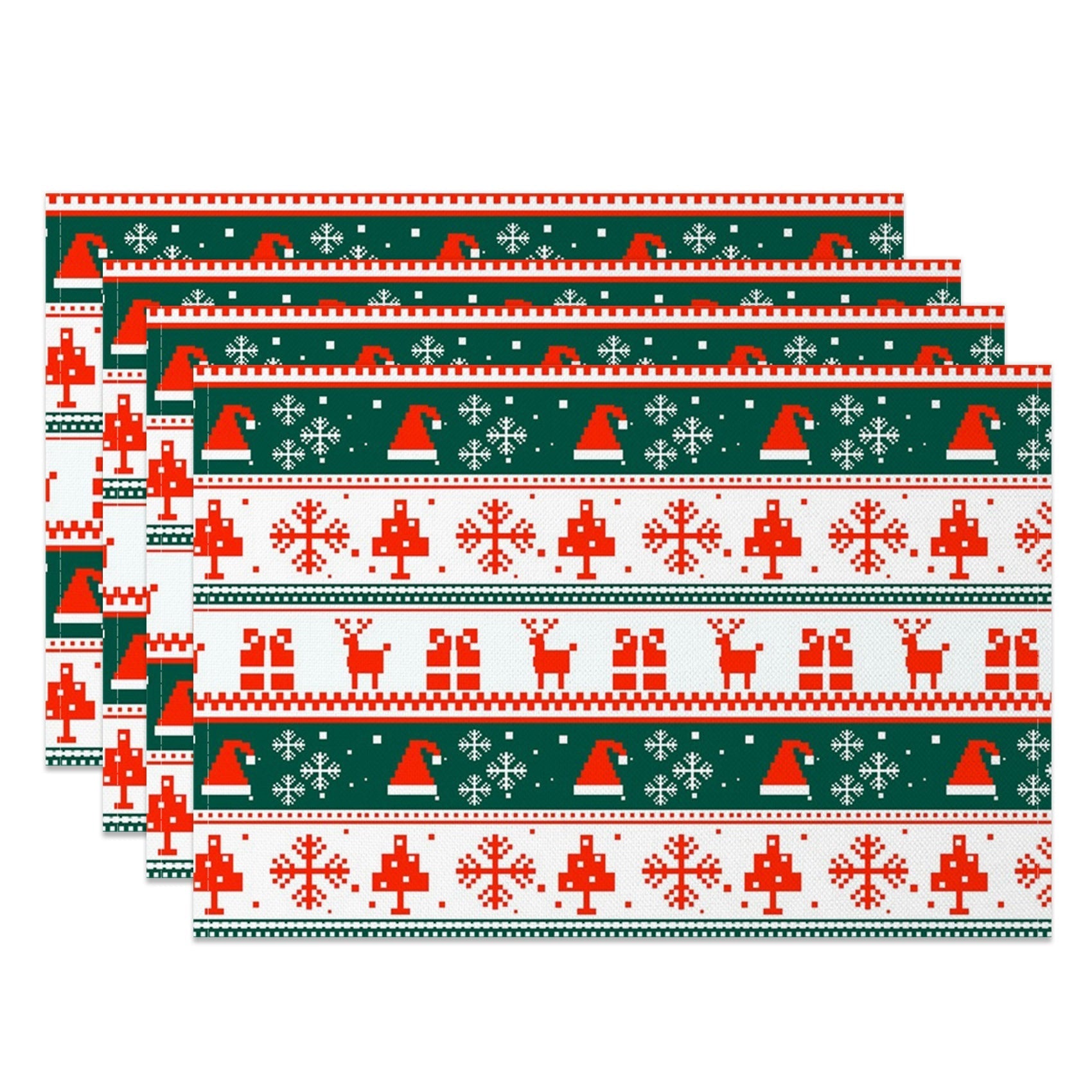 Aperturee - Aperturee Christmas Vibe Hat Elk Pixel Set Of 4 Placemats