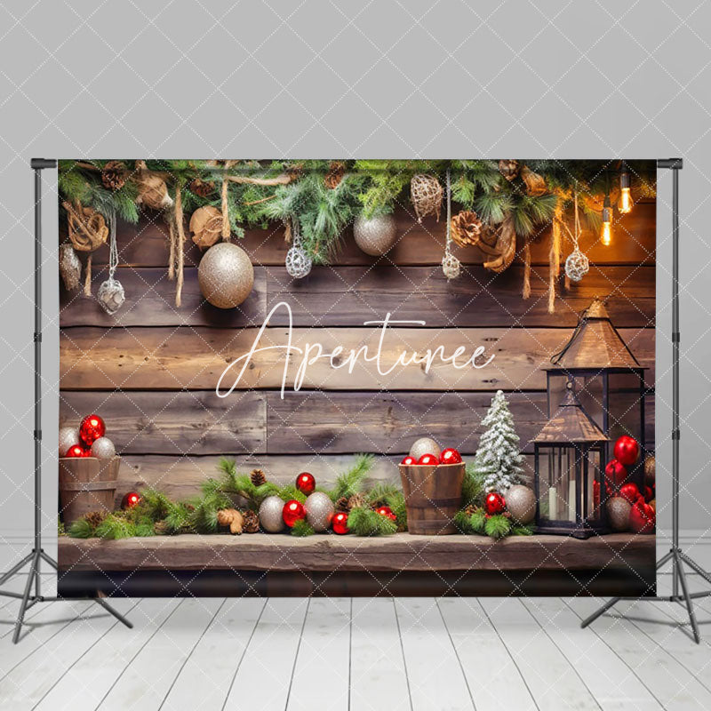 Aperturee - Aperturee Christmas Vibe Holiday Decorations Wooden Backdrop