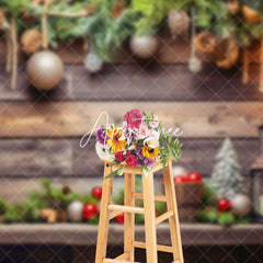 Aperturee - Aperturee Christmas Vibe Holiday Decorations Wooden Backdrop