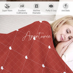 Aperturee - Aperturee Christmas Vibe Red Rhombus Lines Custom Photo Blanket