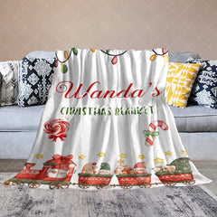 Aperturee - Aperturee Christmas Vibe Santa Truck White Custom Name Blanket