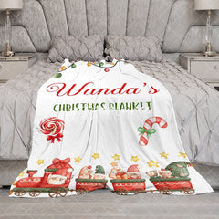 Aperturee - Aperturee Christmas Vibe Santa Truck White Custom Name Blanket