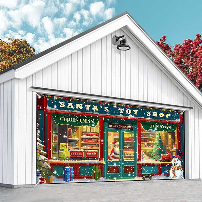 Aperturee - Aperturee Christmas Vibe Santas Toy Shop Garage Door Banner