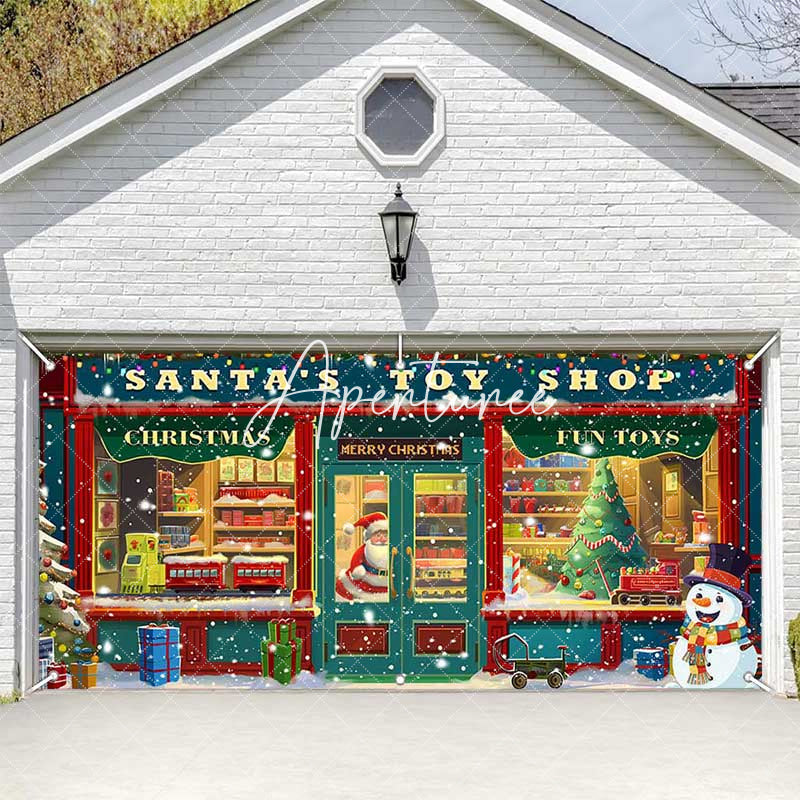 Aperturee - Aperturee Christmas Vibe Santas Toy Shop Garage Door Banner