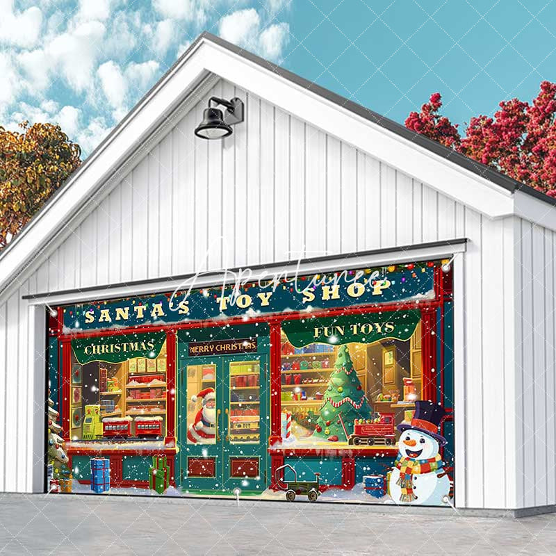 Aperturee - Aperturee Christmas Vibe Santas Toy Shop Garage Door Banner