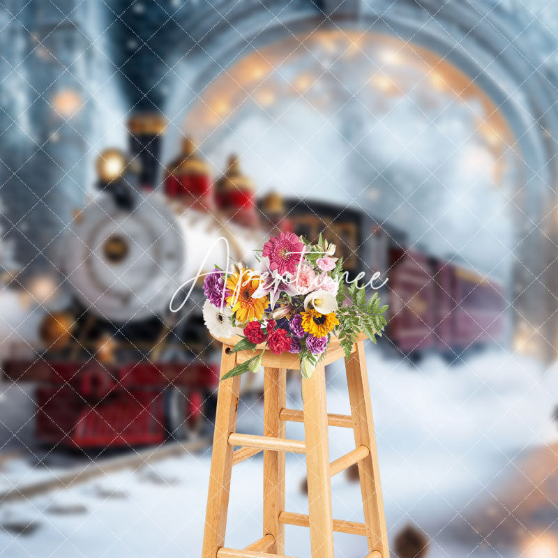 Aperturee - Aperturee Christmas Vibe Train Through Wonderland Backdrop