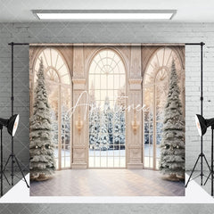 Aperturee - Aperturee Christmas Vibe White Luxury Window Room Set Backdrop