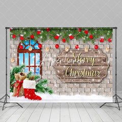 Aperturee - Aperturee Christmas Wall Stock Green Happy Holiday Backdrop