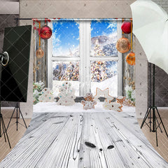 Aperturee - Aperturee Christmas Window Display Festive Snow Scene Backdrop