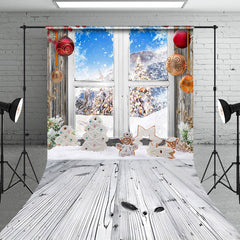 Aperturee - Aperturee Christmas Window Display Festive Snow Scene Backdrop