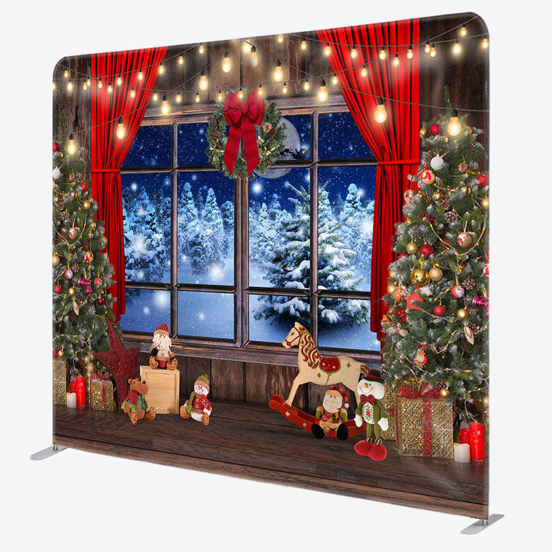 Aperturee - Aperturee Christmas Window Scene Double-Sided Square Backdrop