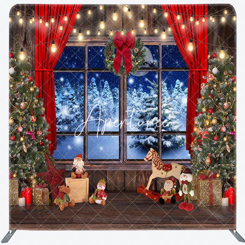 Aperturee - Aperturee Christmas Window Scene Double-Sided Square Backdrop