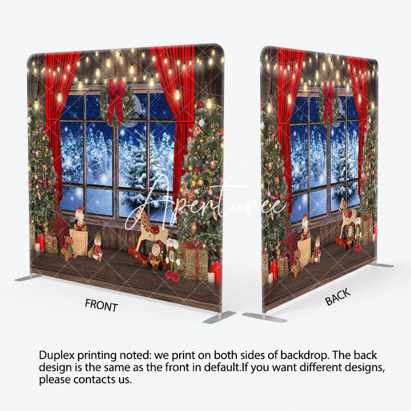 Aperturee - Aperturee Christmas Window Scene Double-Sided Square Backdrop