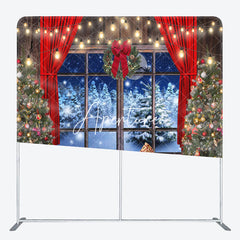 Aperturee - Aperturee Christmas Window Scene Double-Sided Square Backdrop